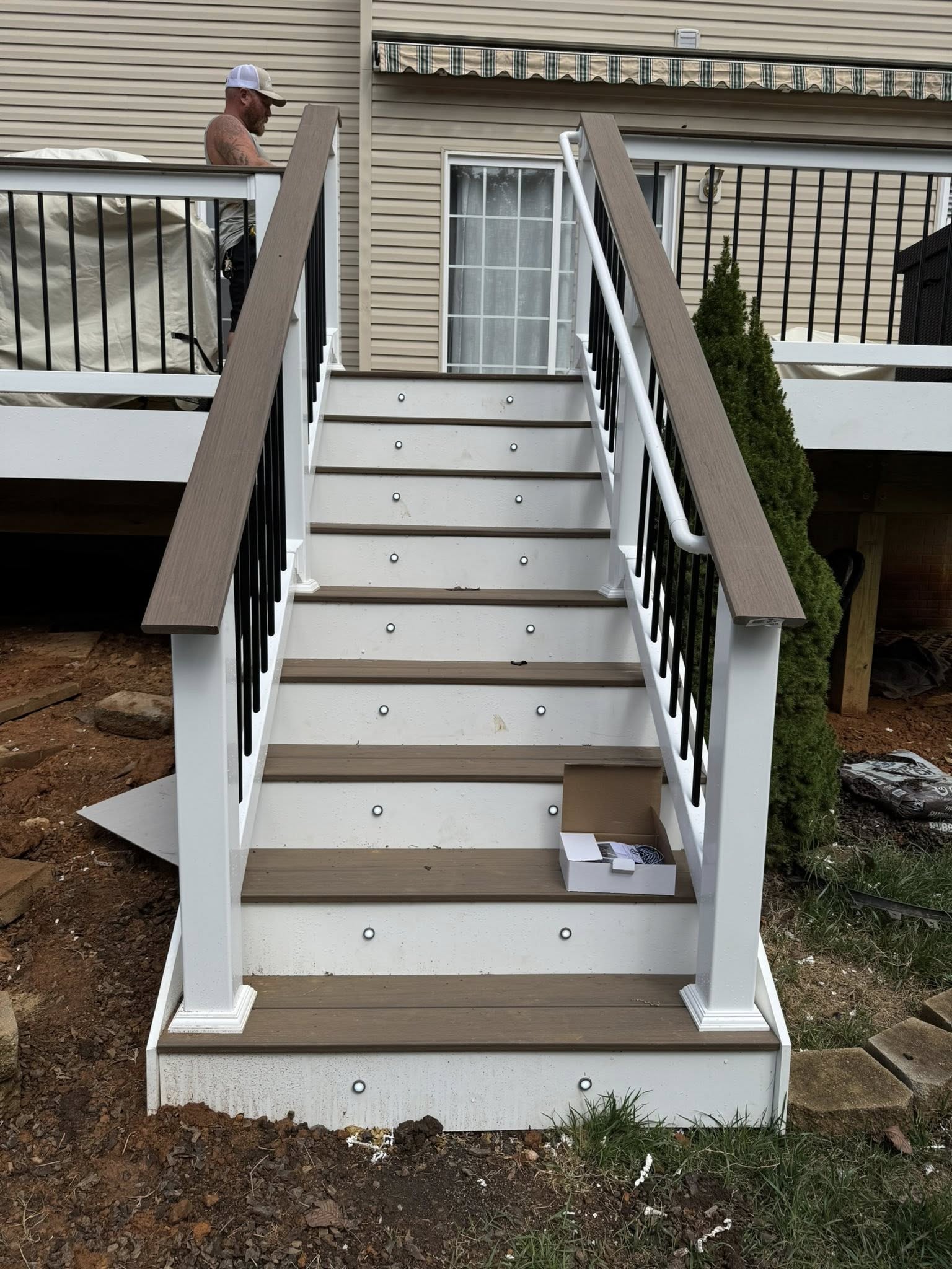 Deck builder Warrenton VA composite stairs with lights